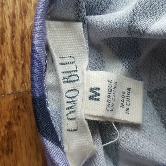 (M) Como Blu Geometric Print Scoop Cowl Neck Colorful Top - Picture 3 of 8